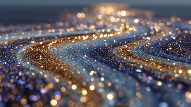 Abstract glitter pattern with sparkling golden and blue elements - Powered by Adobe