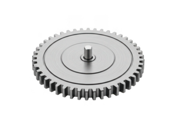 Metal gear isolated on transparent background for machinery and engineering projects