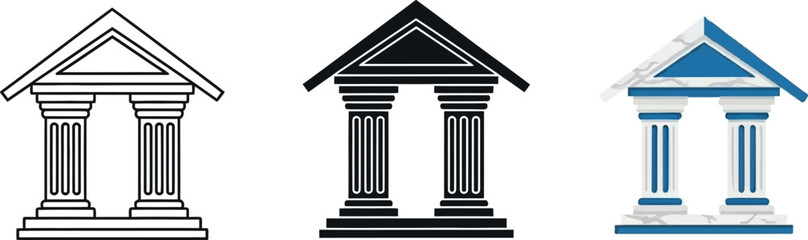 Obraz premium Set of bank building icons simple flat vector design element for web and mobile apps isolated on white background