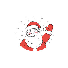 santa claus with a red hat say hi