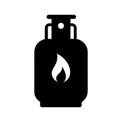 Simple LPG Cylinder With Flame Icon Minimal Gas Storage Energy Device Clean Line Art Vector illustration