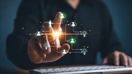 Connecting people through technology a digital network concept with human icons