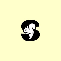 A playful squirrel letter logo featuring a forest animal merged with an alphabet shape, designed with clean lines, modern style, and strong branding appeal for versatile creative use.