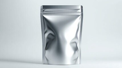 Silver pouch mockup isolated