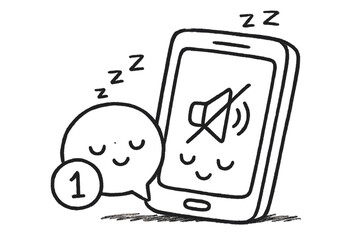 Digital detox concept showing a sleeping mobile device in silent mode with an ignored notification