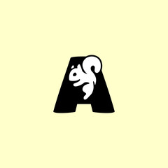 A playful squirrel letter logo featuring a forest animal merged with an alphabet shape, designed with clean lines, modern style, and strong branding appeal for versatile creative use.