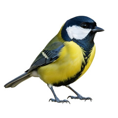 Great tit bird isolated on black background detailed plumage and vibrant colors