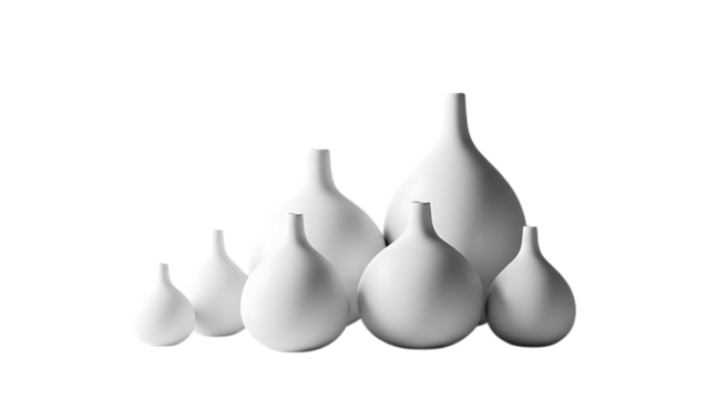Elegant collection of white vases for modern home decor, showcasing minimalist design and sculptural forms, ideal for interior design projects and artistic presentations - Powered by Adobe