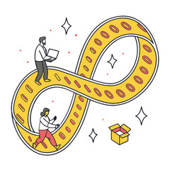 Stylized Data Stream Forming Mobius Strip Infinity Vector Icon
