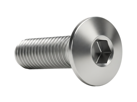 Close up macro shot of a stainless steel socket head cap screw