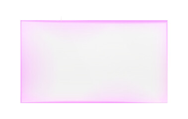 Transparent glossy glass panel with bright pink neon glow border on clear background futuristic modern luminous frame