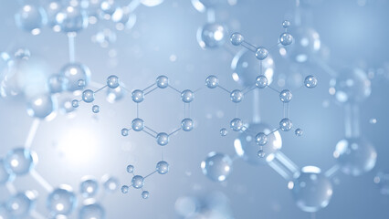 pyrithiobac molecular structure 3d, herbicide structural chemical formula view from a microscope