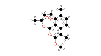 artemether molecule, structural chemical formula, ball-and-stick model, isolated image antimalarial agent