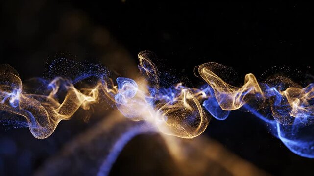 Seamless loop of millions of microscopic glowing particles floating and dispersing slowly through a dense, absolute black space atmospheric, microscopic, darkness