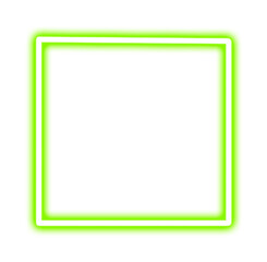 Light green neon rounded rectangle light frame with glowing border outline on transparent background for banner, sign, and modern glow design elements.