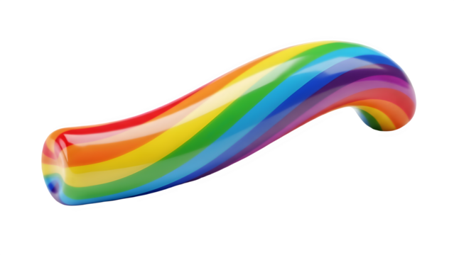 Curved rainbow swirl against a black background