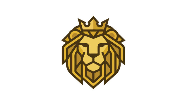 Golden Lion King Logo Majestic Symbol of Royalty and Power.