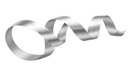 Elegant silver ribbon swirling against a black background