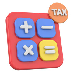Fototapeta premium 3D Tax Icon Illustration with Calculator and Finance Elements.