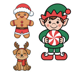 Cute Christmas Character Collection Set