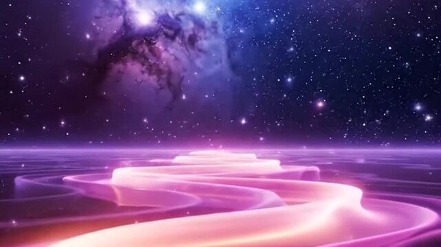 Luminous lavender path through cosmic dreamscape