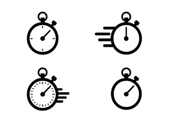 Simple stopwatch symbols collection indicating fast delivery, timing, and urgency