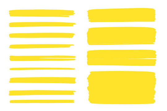 Vibrant yellow marker lines and textured brush strokes graphic design elements