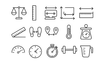 Essential measurement tools and metrics symbols for science and math education