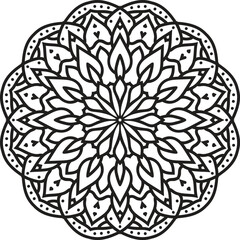 Intricate floral mandala line art design
