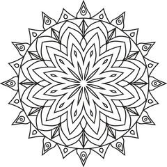 Symmetrical Flower Mandala Line Art Design