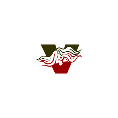 An elegant woman letter logo featuring flowing hair shaped into an alphabet form, crafted with stylish lines, modern aesthetics, and feminine identity perfect for beauty and branding.