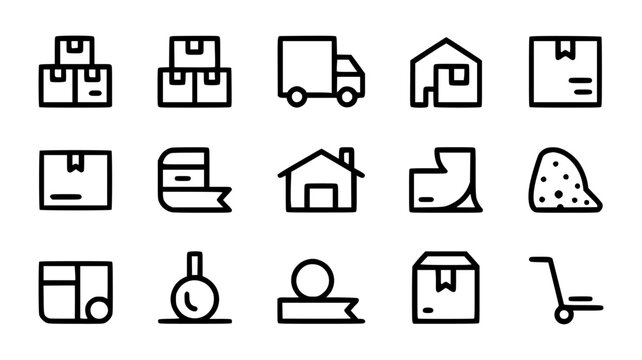 Set of moving and delivery icons simple line vector symbols for relocation services isolated on white background