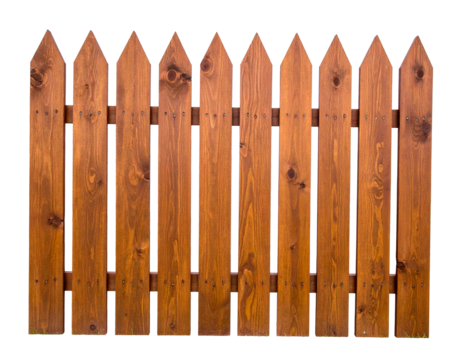 Wooden fence isolated on a transparent background.