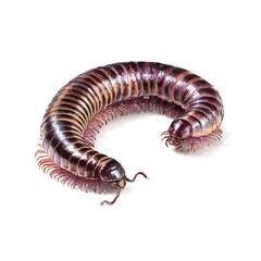 watercolor vector of Millipede, isolated on a white background.