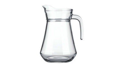 Transparent glass pitcher with a handle and a spout
