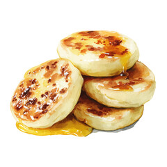 Arepas, watercolor painting vector, isolated on a white background.