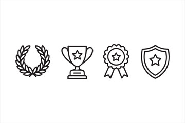 Laurel, ribbon, and trophy symbols for recognition graphics and UI elements