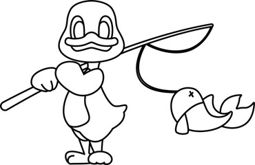 Duck Angler Fish Fishing Animal Vector Graphic Art Illustration