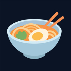 Ramen Bowl Illustration – Japanese Noodle Soup Flat Food Vector