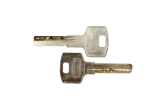Two metal keys isolated