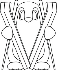 Penguin Skier Ski Winter sports Animal Vector Graphic Art Illustration