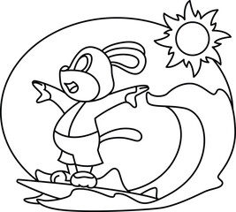 Hamster Surfing Surfboard Summer Animal Vector Graphic Art Illustration