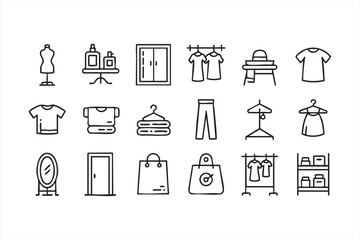 Clothing Store Line Icons for Boutique Branding and Retail UI