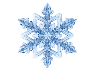 Glass snowflake isolated on a transparent background.