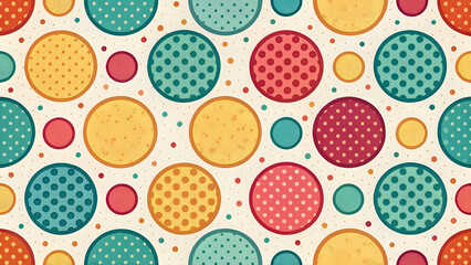Retro polka dot pattern, multicolor, 80s style, seamless