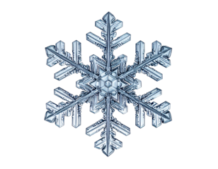 Glass snowflake isolated on a transparent background.