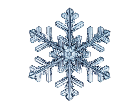Glass snowflake isolated on a transparent background.
