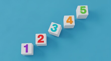 Ascending Number Sequence Blocks Showing Progression and Development on Blue
