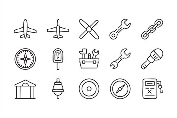 Airplane Parts, Tools, and Navigation Indicators for UI and Dashboard Design
