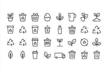 Eco-Friendly Recycling Symbols and Environmental Elements for UI and Infographics